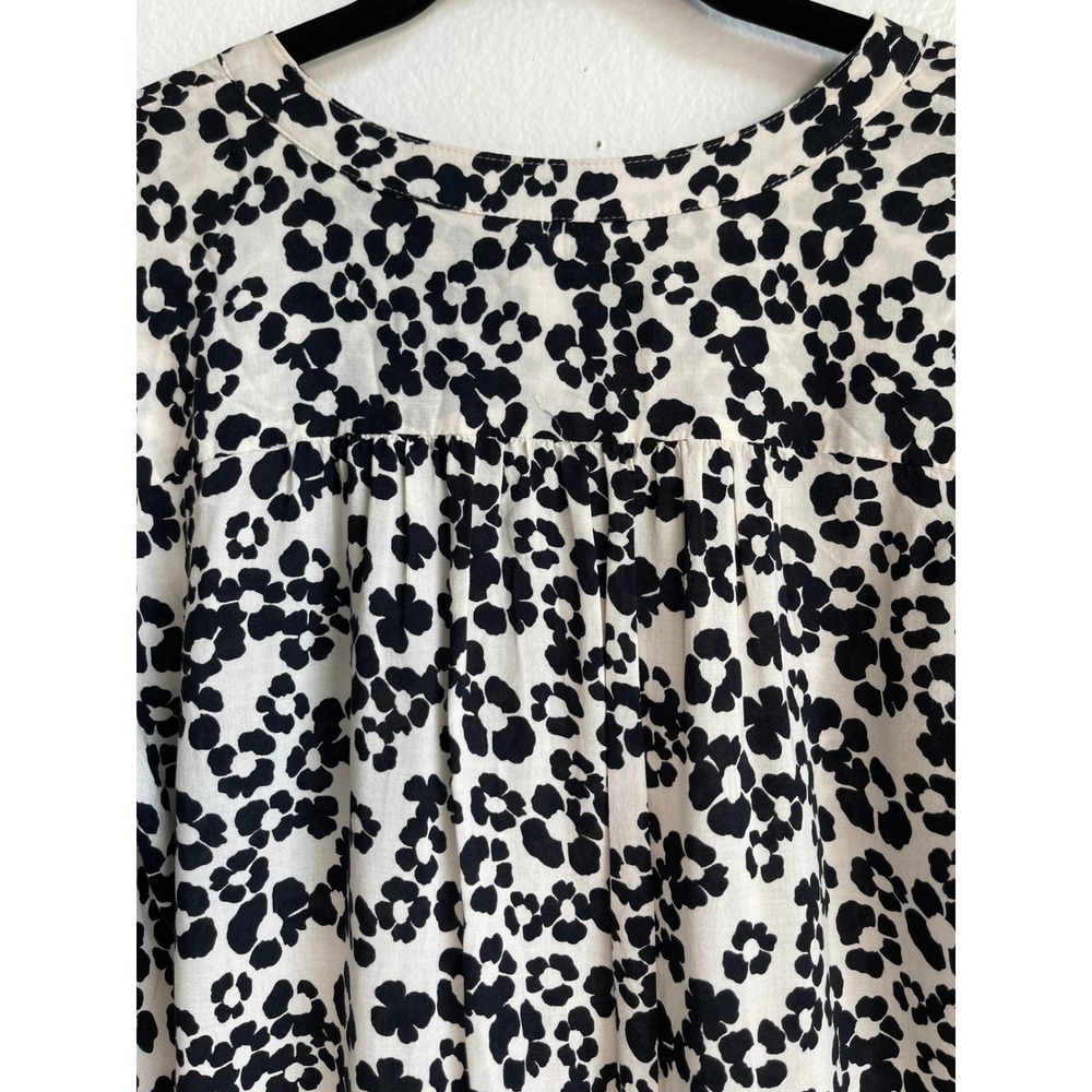 LOFT Womens Black White Floral Leopard Print Rayon Button Up Blouse Size M - Picture 10 of 14